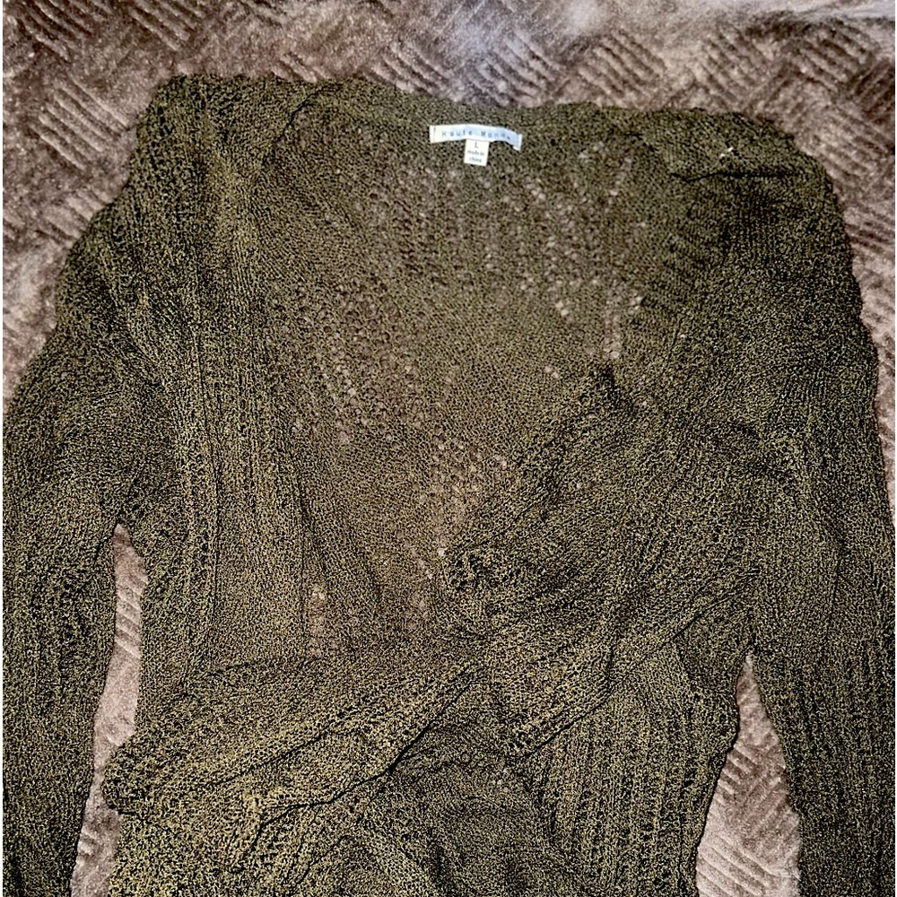 Olive green knitted kimono